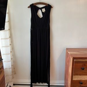 ModCloth Black Stretchy Maxi Dress With Long Wrap Belt.  Size Medium.
